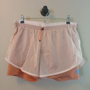 Nike Cream and Orange Athletic Shorts with Elastic Waistband
